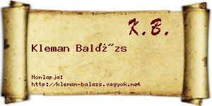 Kleman Balázs névjegykártya